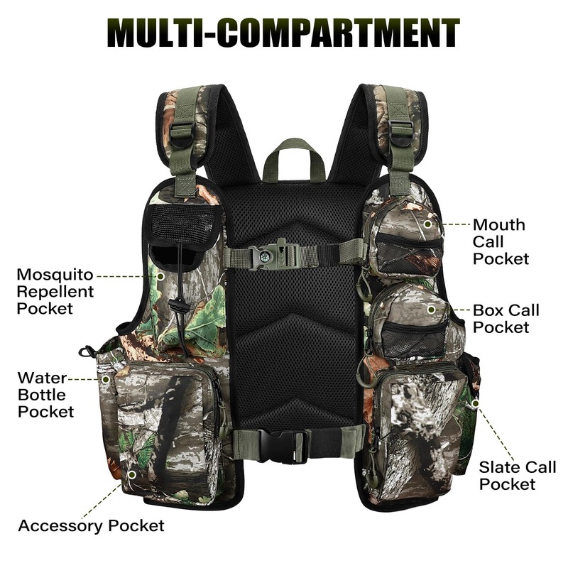 Kalkal Turkey Vest with Seat, Lightweight Camo Turkey Hunting Vest