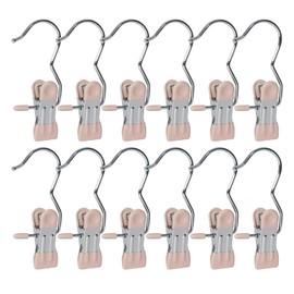 15/30Pcs Upgrade Double Head Clamp Dipped Clothespin for Laundry Hooks with Clips, Boot Holder, Hanging Clips, Portable Multifunctional Hangers Single Clip Space Saving for Jeans, Hats (30, Pink)