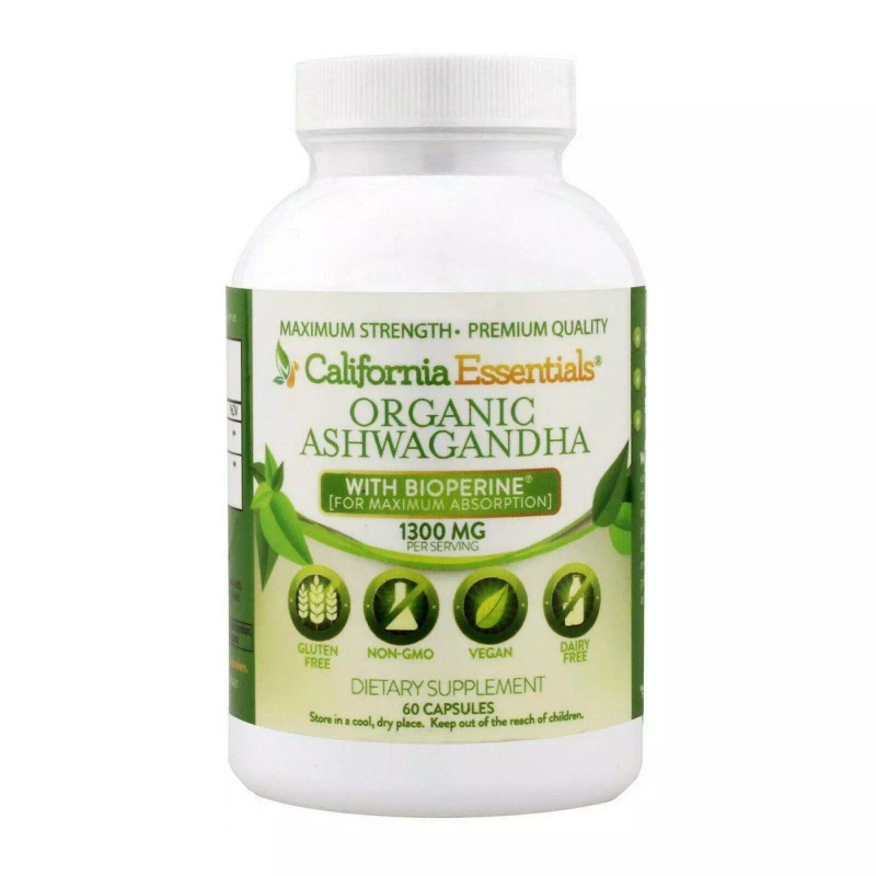 California Essentials Ashwagandha Supplement (1300 MG) - Organic Root Powder