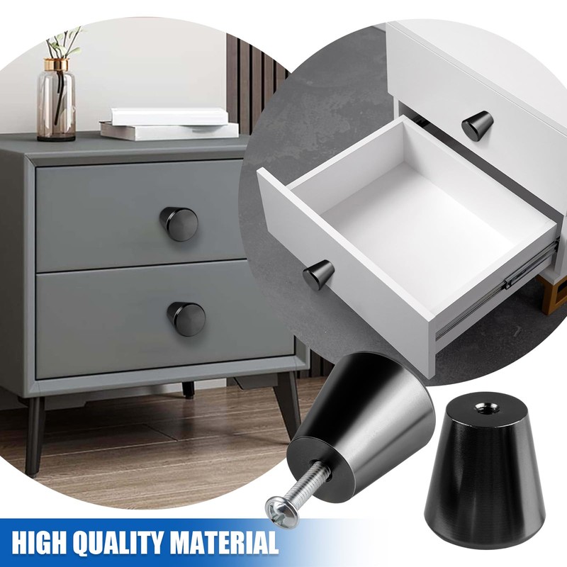 PTSBENCO 10PCS Black Knobs Round Cabinet Knob Chic Drawer Knobs