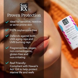 SolRx Zinc Stick Protector Solar SPF 50 Active óxido de Zinc para Cara, 14.2 gram