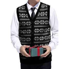 PCEAIIH Men's Gilets Christmas Knit Sweater Vest V Neck Sleeveless Cardigan Top with Buttons Classic Business Gentleman Knitwear
