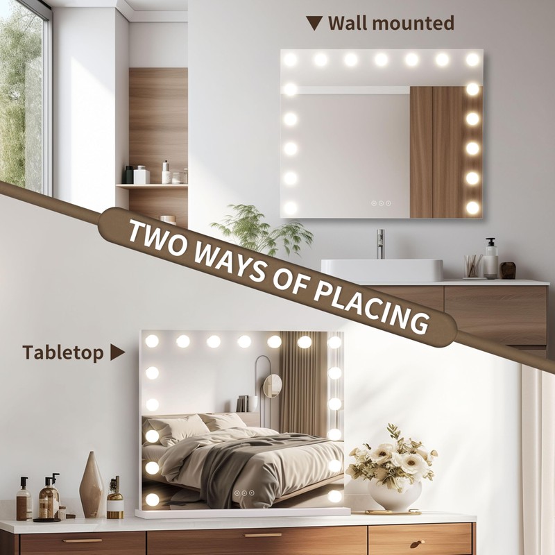 NUSVAN Vanity Mirror with Lights,Makeup Mirror with 17 Dimmable LED