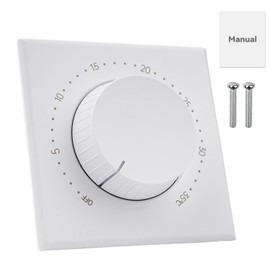 Jadeshay Manual Underfloor Heating Thermostats 16A 95-240VAC Mechanical Knob Thermostat for Electric Floor Heating System Temperature Controller 0-35℃ with LED Indicator Flush Mount Design