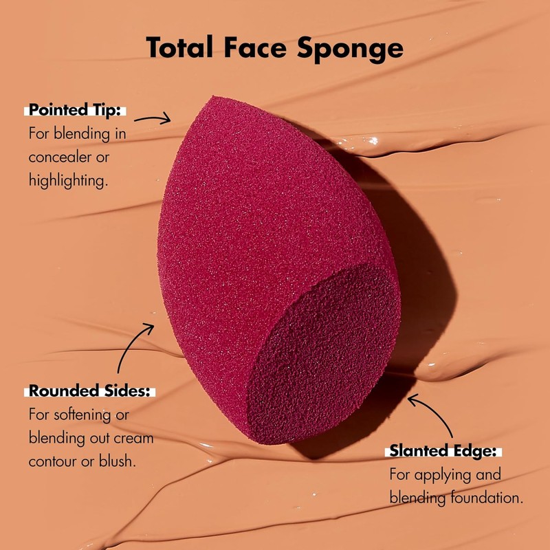 e.l.f. Total Face Sponge Duo, Plush, Multi-Sided & Latex-Free Makeup