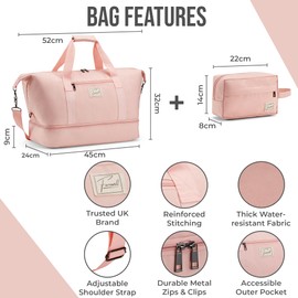 FAROWELL Travel Bag, Weekend Bags for Women, Overnight Duffle Bag Holdall Bag, Easyjet Cabin Hand Luggage Underseat, Gym & Hospital Maternity, Womens Duffel Tote, Weekender Carry On Bags