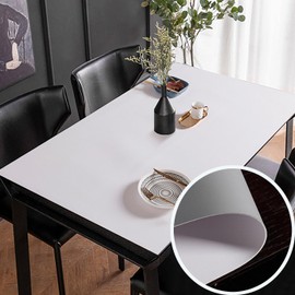 KTVVKTVV PU Leather Table Cloths Rectangle Table Cover Protector for Dining Room Table,2mm Thick,Double-Sided Usable,Waterproof and Oil-Proof Rectangular Table Pads (White-Silver, 36"×60")