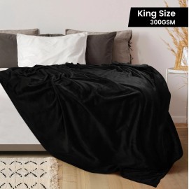 Utopia Bedding Fleece Blanket King Size Black 300GSM Luxury Bed Blanket