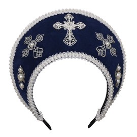 GRACEART - Sombrero de Anne Boleyn para la cabeza isabelina Tudor Coronet (estilo-09 (azul marino))
