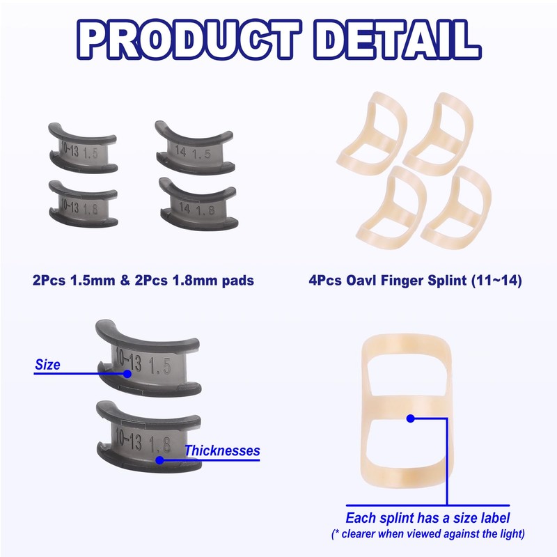 RonJea 8Pcs Oval Finger Splints & Click-Lock Adjustment Kit, 4