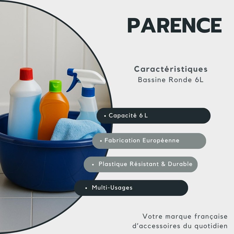 PARENCE. - Round Basin 6L - Durable Plastic Wash Basin