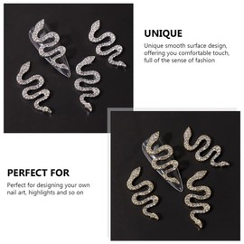 Beaupretty 4pcs 3D Snake Nail Art Charms Retro Alloy Snake Nail Charms 3D Nail Rhinestone Gems Nail Decoration Crafts