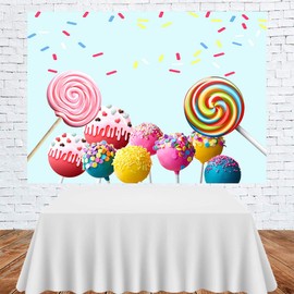 FLASIY 7x5ft Children Birthday Party Photography Backdrops Colorful Lollipops Candy Photo Background for Studio Video Props GEAY218