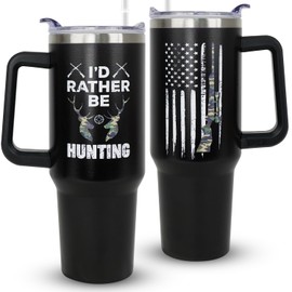 Hunting Gift For Men,Funny Gift For Hunters Deer Hunter Gifts For Man Father's Day Gifts For Hunters Dad,Boy,Husband,40oz Tumbler With Handle And Straw And Lid Coffee Cup Stainless Steel Travel Mugs