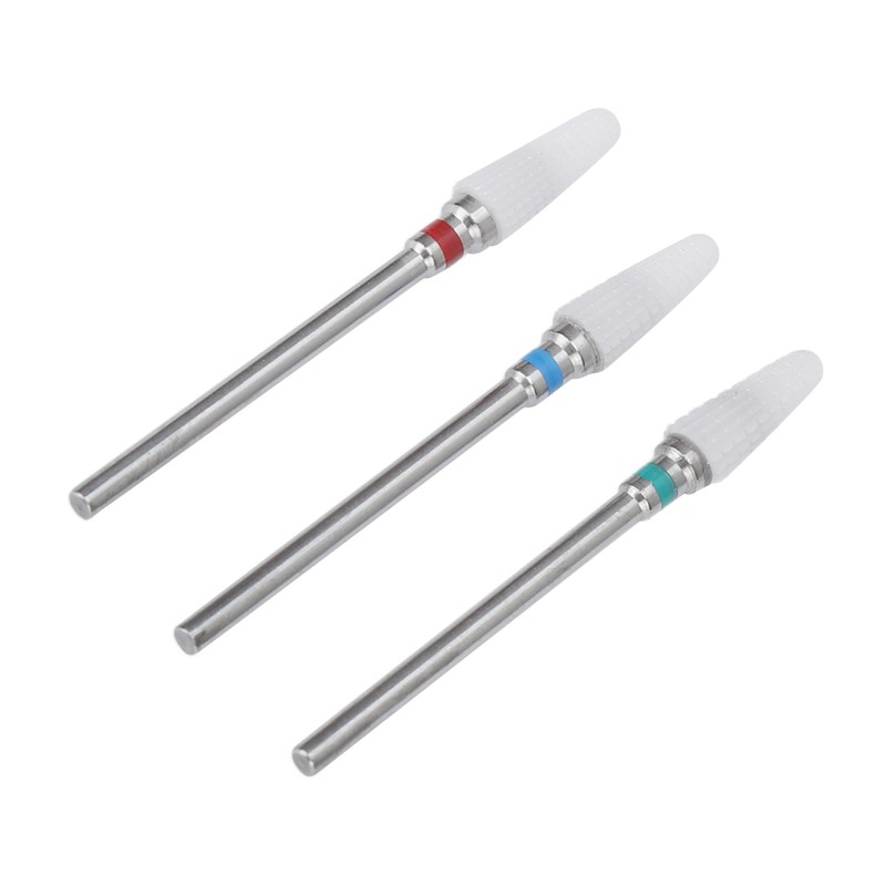 3pcs Ceramic Nail Drill Bit Set Gel Removal Nail Polishing