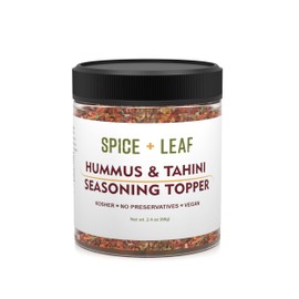Premium Hummus & Tahini Seasoning Topper by SPICE + LEAF - Vegan Kosher Presticide Free - Spice blend for Hummus, Tahini, Guacamole, Eggs, Salad, Fish and Cooked Vegetables, 2.4 oz.