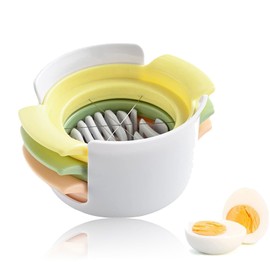 Eierschneider, 3 in 1 Edelstahl Eierteiler, Geeignet zum Schneiden von Gekochten Eiern, Eierteiler Schneiddrähte, Werkzeug zum Schneiden Pochierter Eier, Erdbeeren, Kiwis, Weiß