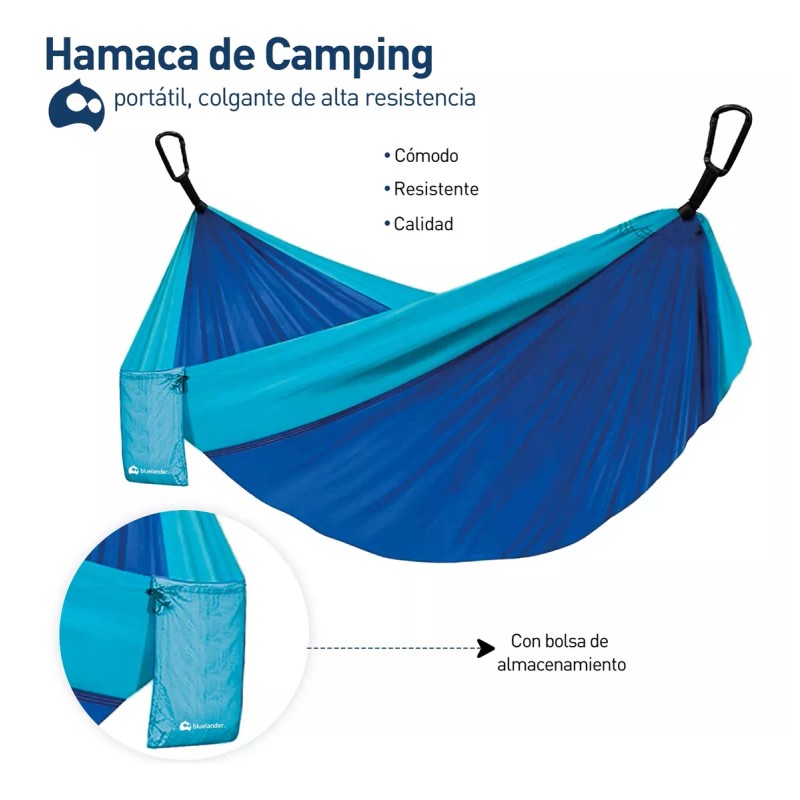 Bluelander Mayoreo 3 Hamacas Camping Portátil Azul + Kit De