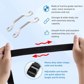 1" x 4ft Battery Tie Down Straps for Boats,Battery Hold Down with Cam Buckle,Stainless Steel Bracket and SS Screws Used for Cooler,Battery Box,Fuel Tank,Luggage Belt,RV (2)