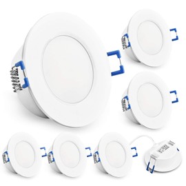 KYOTECH LED Recessed Spotlight Ultra Flat 230 V IP44 6 W Warm White 3000 K 500 LM Bathroom Recessed Spotlight Waterproof LED Recessed Light IP44 for Bathroom Kitchen Spot LED Set of 6