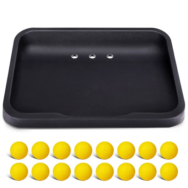 CHAMPKEY Heavy Duty Rubber Golf Ball Tray with 16 Foam Golf Balls | Excellent Durability and Stability Golf Tray Perfect for Indoor and Outdoor Training