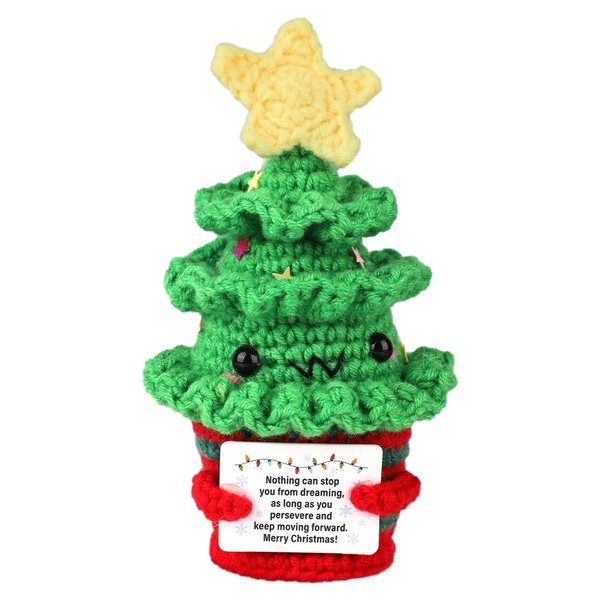 Funny Positive Christmas Tree Gift, Cute Crochet Christmas Tree Emotional