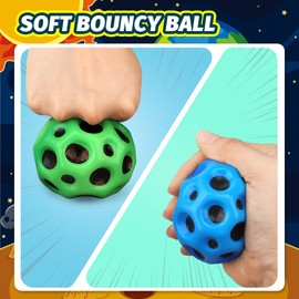 Anzmtosn Moon Stress Bouncy Foam Ball Space Balls for Kids, Super High Bouncing Balls, Bouncy Ball, Jumping Galaxy Sensory Ball for Indoor Outdoor Play 6 Pack