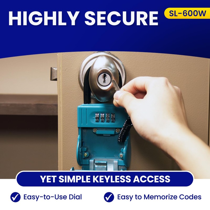 ShurLok SL-600W Numbered Key Storage Combination Lock Box, Blue