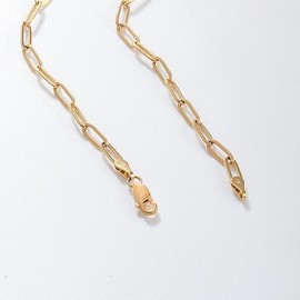 Mgezgi 18K Gold Paperclip Necklace Stainless Steel Chain Choker Necklace Dainty Jewelry for Women Gift, 45cm, gold, No Gemstone