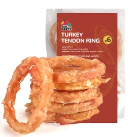 TailParty Turkey Tendons for Dogs, Medium Dogs Training Treats, Natural Long-Lasting Chews Sticks, High-Protein Beef Tendons, Healthy Hypoallergenic Beggin Ring【M】(6 Units/Pack, 4.66 oz)