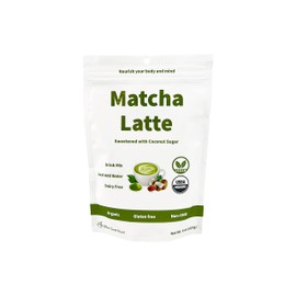 Organic Matcha Latte Powder Sweetened | Matcha | Coconut Sugar | Resealable Bag | by Cherie Sweet Heart (Matcha Latte, 8 oz)
