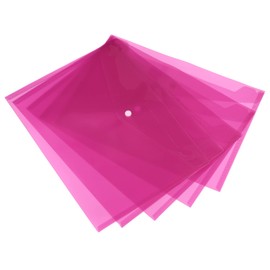 YOKIVE 12 Pack File Folders, Clear A4 Files Envelope | Plastic Document Pockets with Snap Button, Great for Office(Pink)