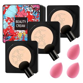 3 piezas de base de aire con cojn de aire CC de cabeza de hongo, maquillaje hidratante en crema BB crema, base impermeable de cobertura completa,...  