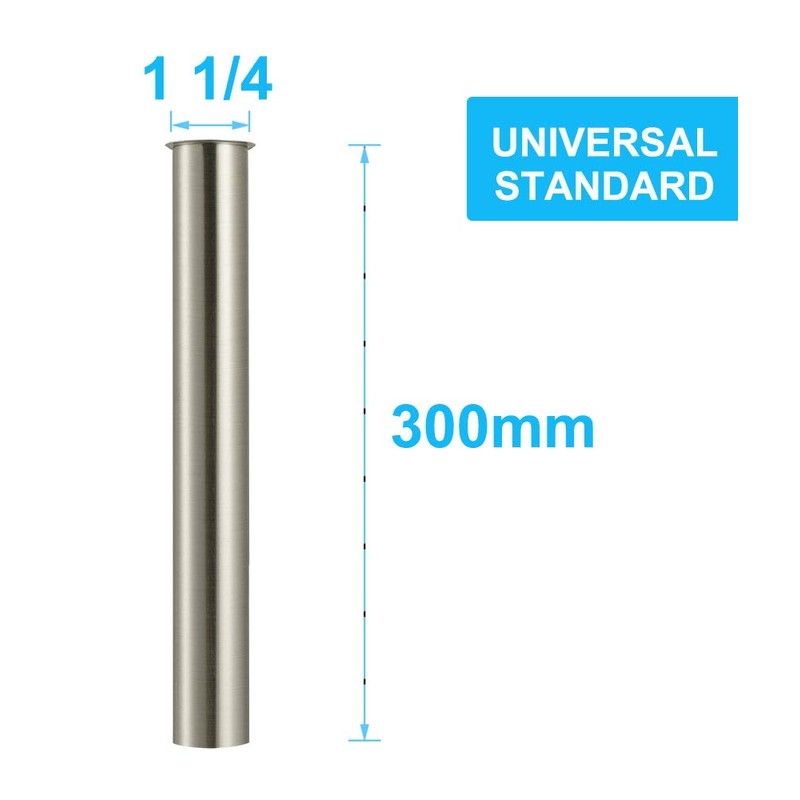 Immersion Pipe 300 mm for Siphon Brushed Nickel, Keymark Universal