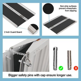 Anwenwen Wheelchair Ramp 5FT, Aluminum Portable Handicap Ramp, Threshold ramps with Anti-Slip Surface for Home, Pets, Doorways, Steps, Stairs (800 lbs Capacity)