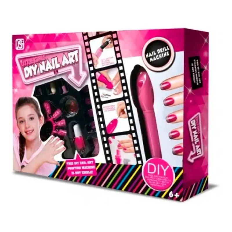 DIY NAIL ART Set Juguete Uñas Postizas Drill Niñas Salon