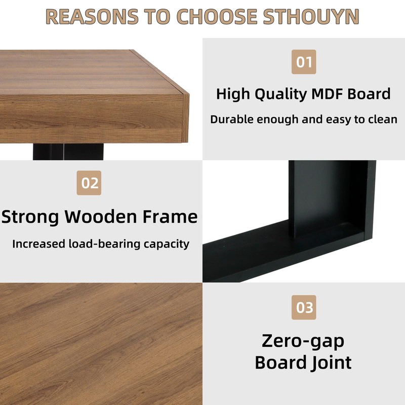 STHOUYN 63”-79” Extendable Dining Room Table, Modern Farmhouse Wooden Kitchen