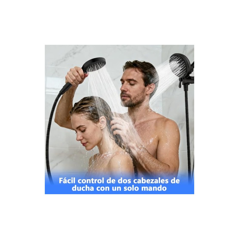 Set de Regadera Combinada 2 en 1Ducha Alta Presión Negra