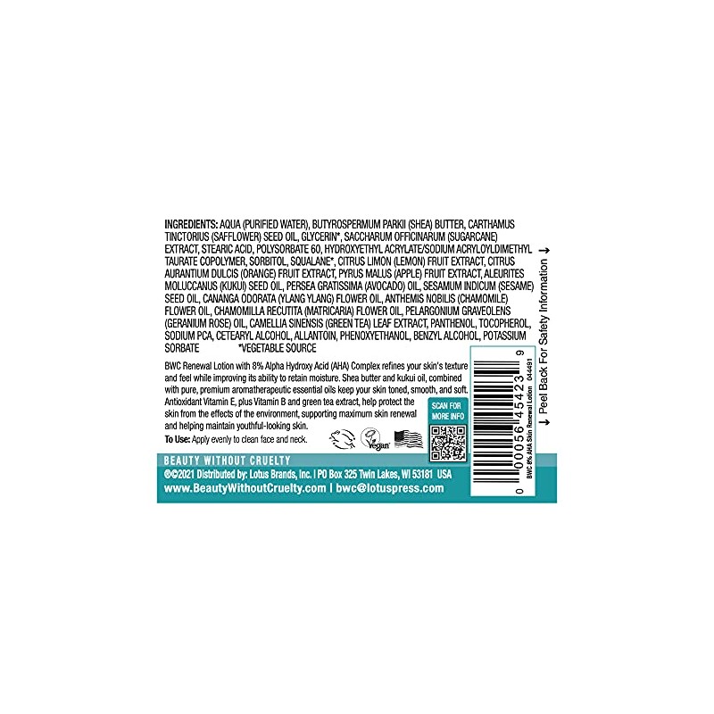 Beauty Without Cruelty Skin Renewal Moisturizing Lotion 4 oz