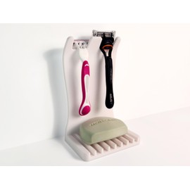 Dual Razor & Soap Holder for Shower – Self Draining Soap Dish, Shower & Sink Organizer for bar Soap and Most Razors, Including Venus & Gillette - Compact Bathroom Counter Storage for Small Spaces