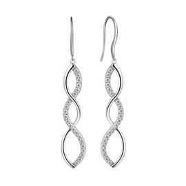 Aurora Tears, Women's 925 Sterling Silver, Spiral Earrings with Small Crystal, Gold-Plated Silver