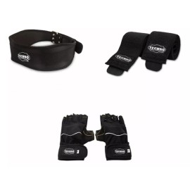 Techno Cinturón + Vendas Para Rodillas + Guantes Pack Premium