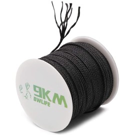 9KM DWLIFE Black Braided Kevlar String 200lb 300ft Fishing Assist Line High Strength Tensile Heat Resistant for Paracord Cord Ultralight Tactical Survival Rope Kite Flying Outdoor Activities