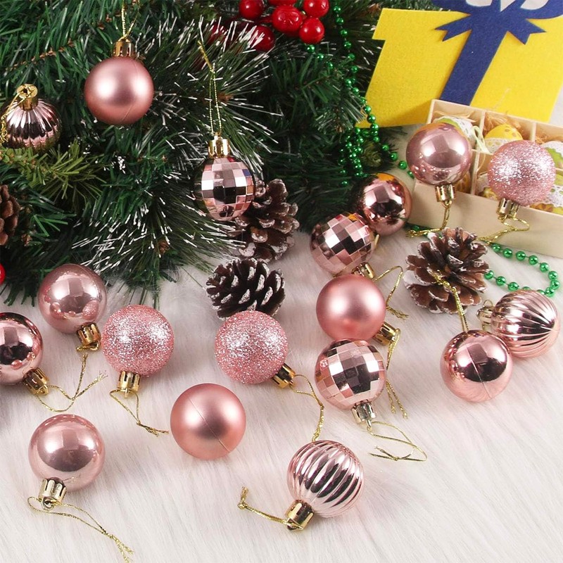 Pack of 30 Mini Christmas Baubles with Hanger, 3 cm