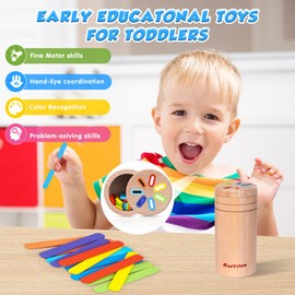 HaoVrisn Wooden Montessori Toy from 1 2 Years, Wooden Toy Motor Skills Toy Baby Toy 1 Year Educational Toy Gift for Toddlers - Wooden Sorting & Stacking Toy