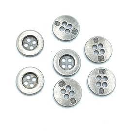 50pcs Metal Buttons Vintage Style Round Button 4 Holes, for Suits, DIY Crafts Manual Button, Scrapbooking Sewing Decorations 10mm