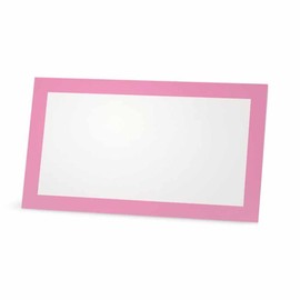 Pink Place Cards - Flat or Tent Style - 10 or 50 Pack - White Blank Front Solid Color Border Placement Table Name Dinner Seat Stationery Party Supplies Occasion Event Holiday (50, Flat Style)
