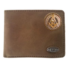 Custom Masonic Square and Compasses Nocona Signature Brown Bi-fold Wallet