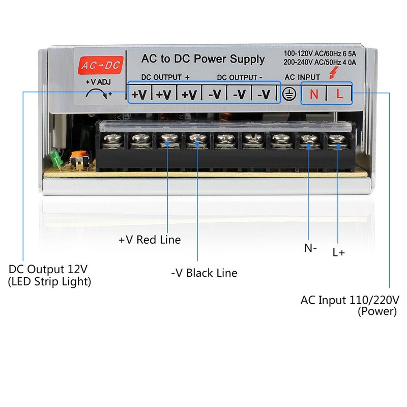 SUPERNIGHT 12V 30A Switching Power Supply, 110-240 Volt AC to