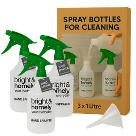 Sprühflaschen zur Reinigung, 750 ml, 3 leere Sprühflaschen mit Trichter, Handauslöser, leere Sprühflaschen für Gartenarbeit und Hausreinigung, strapazierfähig, industriell, nachfüllbar, Sprühflasche